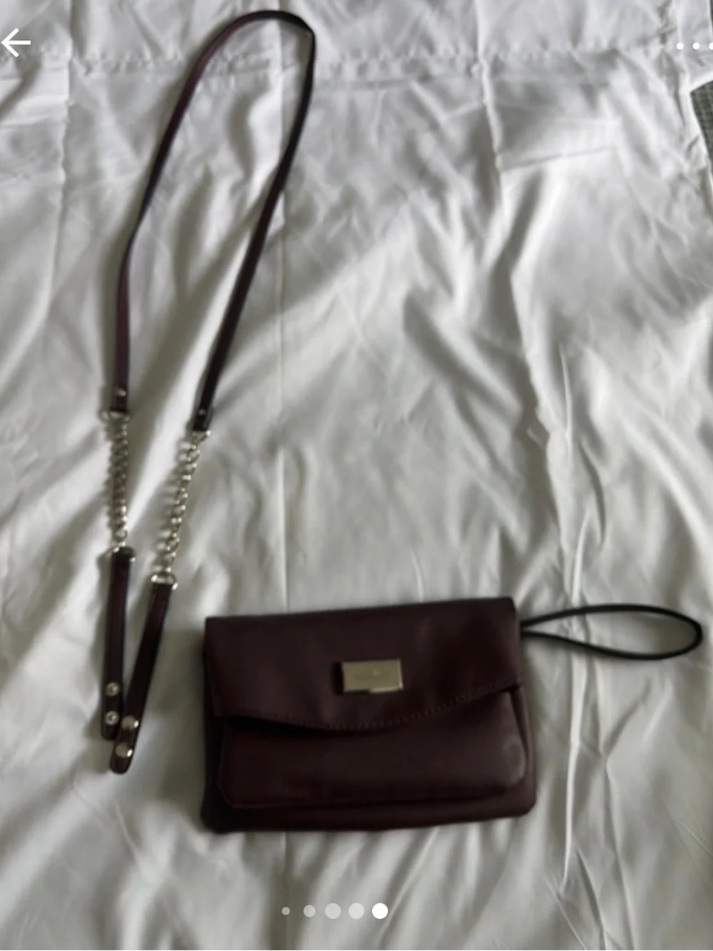 Women's Burgundy Crossbody or Wristlet Convertible Bag with Chain Strap